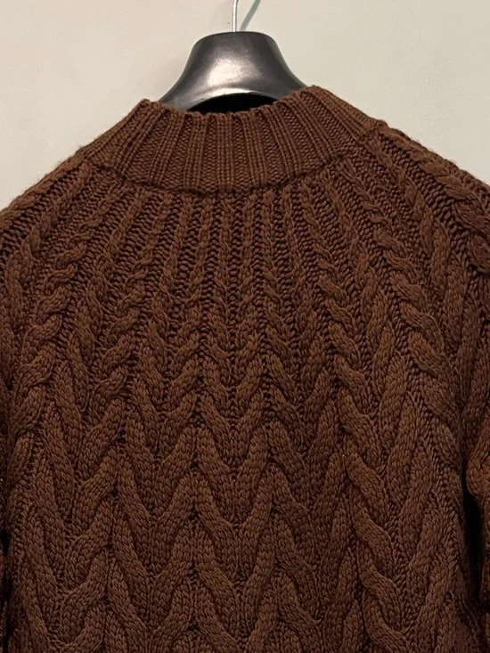 Sézane Drew Merino Wool Cable Knit Sweater Dress Brown Size Medium - Picture 6 of 13